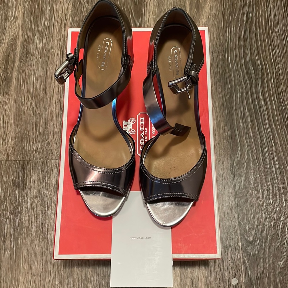 Coach pewter/metallic gray/grey size 11 heels/ pumps